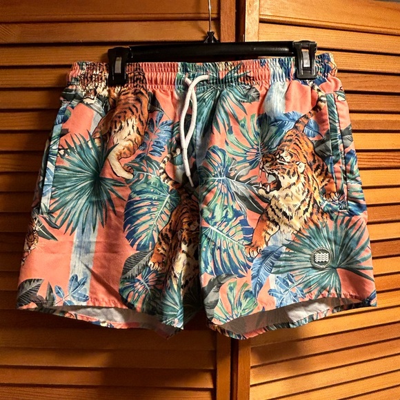 Topman S/M Tiger Print Swim Shorts - Picture 1 of 2